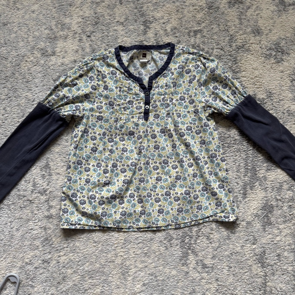 Tea Collection long sleeve floral blouse shirt - girls size 8